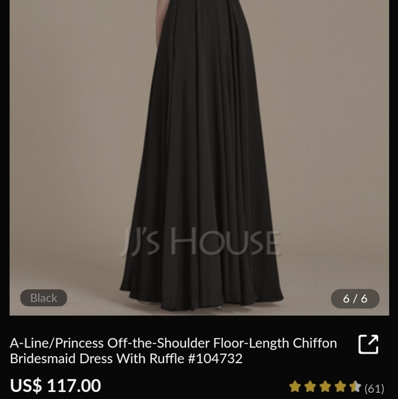 A-Line/Princess Off-the-Shoulder Floor-Length Chif - Picture 7 of 13